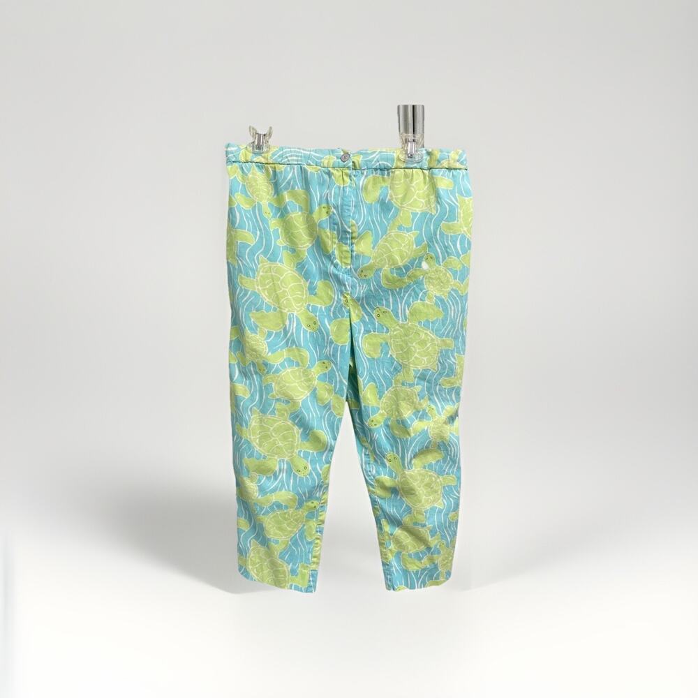 VTG Lilly Pulitzer Myrtle Turtle Cropped Pants Size Small Preppy Coastal Casual